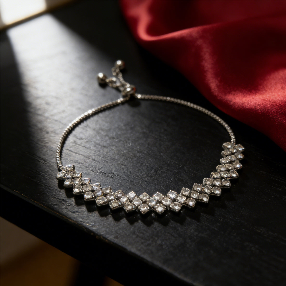 Triple-Row Crystal Tennis Bolo Bracelet